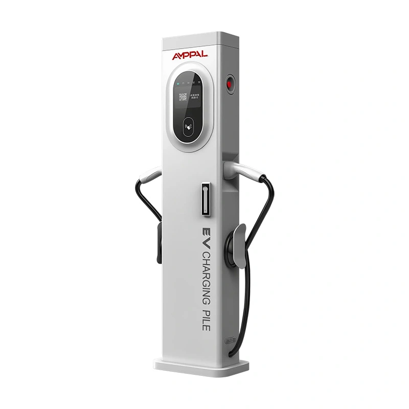 Carregador EV AC de duas portas com torre fina de 44kW para estacionamentos comerciais