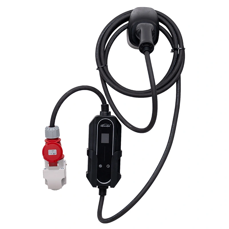 Carregador portátil AC EV de 7kW com caixa de acrílico para carregamento doméstico e externo